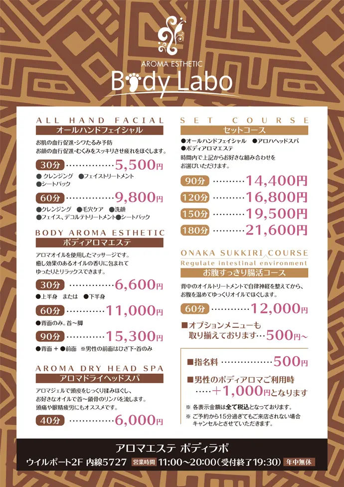 ボディラボ料金表